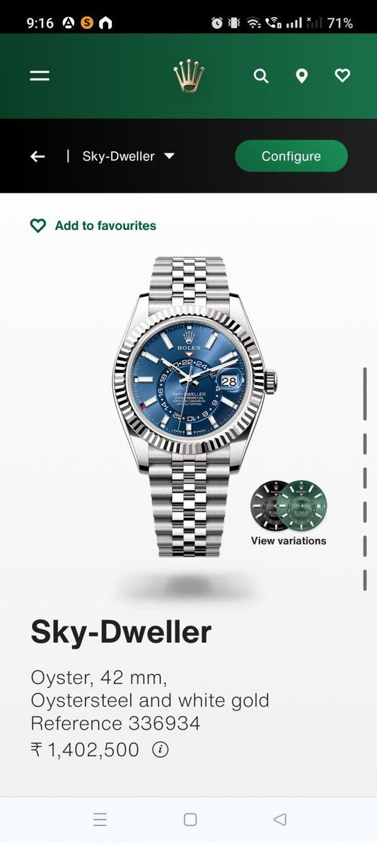 ROLEX SKY-DWELLER (BLUE SILVER) AUTOMATIC SANJAY DUTT